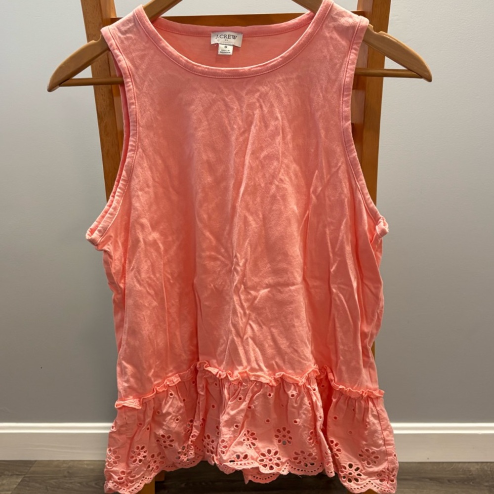 J. Crew Women's Coral Eyelet Hem Tank Top